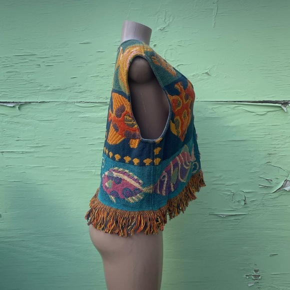 Sandy Starkman Multicolor Knit Vest with Fringe - Picture 3 of 6